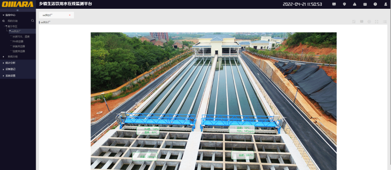 鄉(xiāng)鎮(zhèn)生活飲用水水質(zhì)在線監(jiān)測(cè)平臺(tái)圖示